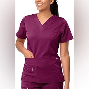 Women’s Size Small Adar Pro Breakthrough Plus Scrub Top Enhanced V-Neck Top Wine